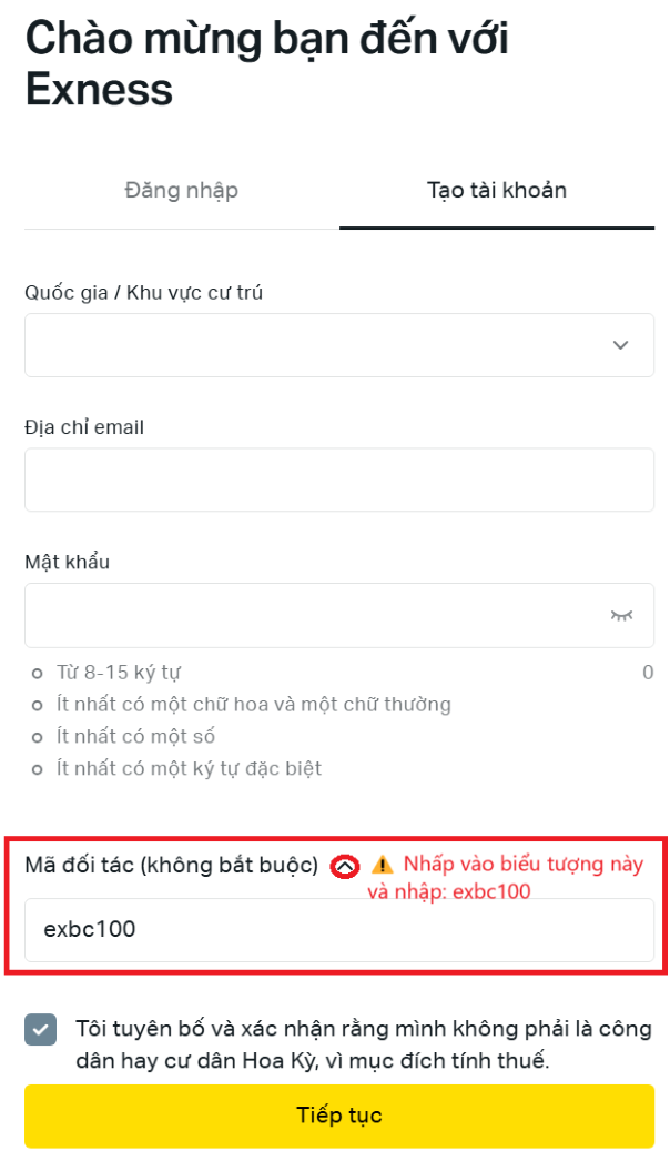 Hướng dẫn đăng ký Exness