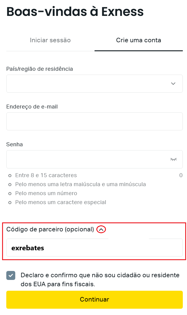 Guia de Registro Exness